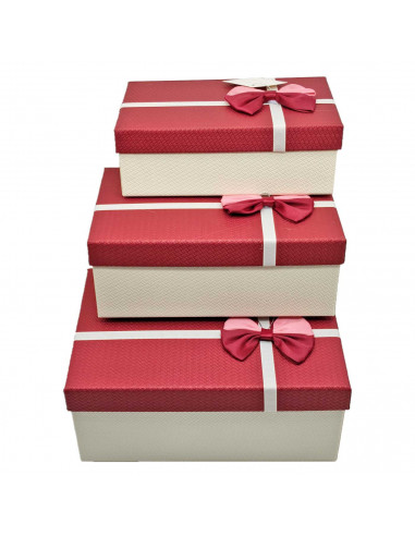 Set de 3 cajas de regalo rectangulares con lazo, 3 tamaños distintos, cajas decorativas con tapa, presentación para navidad, cum