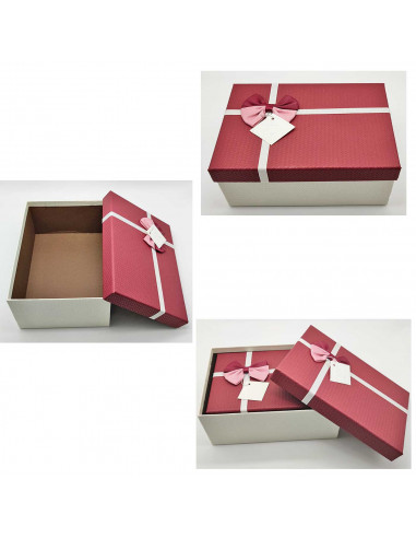 Set de 3 cajas de regalo rectangulares con lazo, 3 tamaños distintos, cajas decorativas con tapa, presentación para navidad, cum