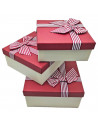 Set 3 cajas de regalo cuadradas con lazo, 3 tamaños distintos, cajas decorativas con tapa, presentación para navidad, cumpleaños