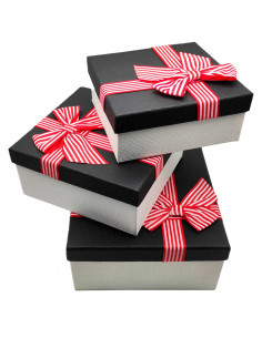 Set de 3 cajas regalo cuadradas con lazo, 3 tamaños distintos, cajas decorativas con tapa, presentación para navidad, cumpleaños