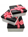 Set de 3 cajas regalo cuadradas con lazo, 3 tamaños distintos, cajas decorativas con tapa, presentación para navidad, cumpleaños