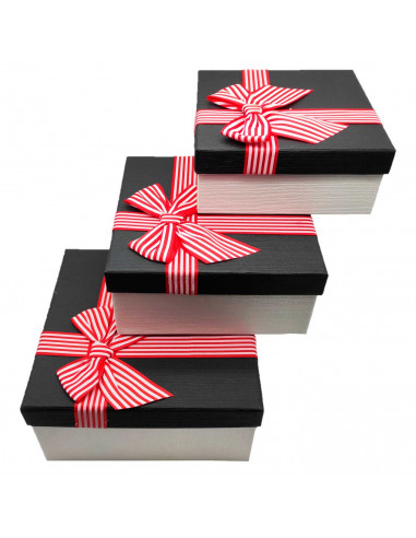 Set de 3 cajas regalo cuadradas con lazo, 3 tamaños distintos, cajas decorativas con tapa, presentación para navidad, cumpleaños