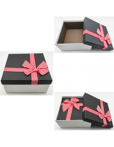 Set de 3 cajas regalo cuadradas con lazo, 3 tamaños distintos, cajas decorativas con tapa, presentación para navidad, cumpleaños