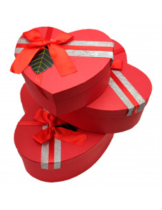 Set de 3 cajas de regalo corazón con lazo, 3 tamaños distintos, cajas decorativas con tapa, presentación para navidad, cumpleaño