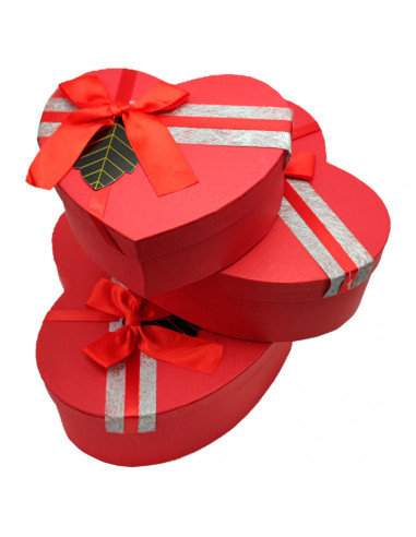 Set de 3 cajas de regalo corazón con lazo, 3 tamaños distintos, cajas decorativas con tapa, presentación para navidad, cumpleaño