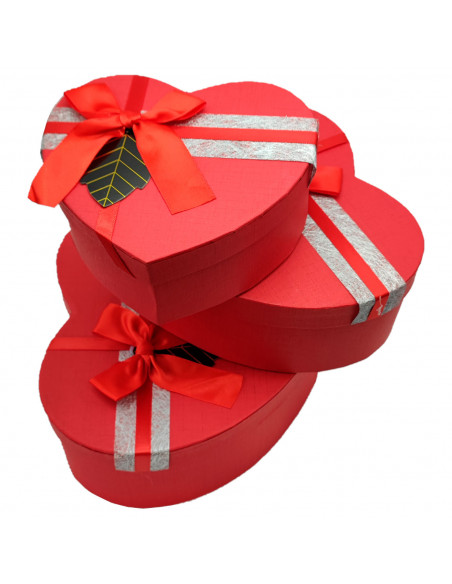 Set de 3 cajas de regalo corazón con lazo, 3 tamaños distintos, cajas decorativas con tapa, presentación para navidad, cumpleaño Set de 3 cajas de regalo corazón con lazo, 3 tamaños distintos, cajas decorativas con tapa, presentación para navidad, cumpleaño