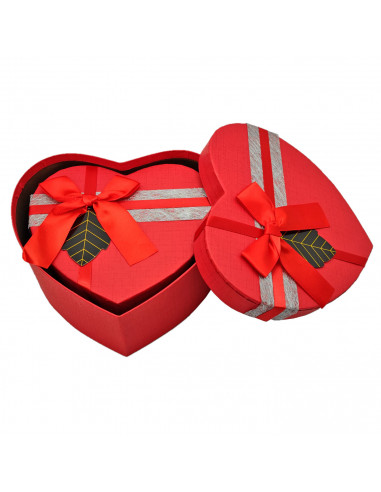 Set de 3 cajas de regalo corazón con lazo, 3 tamaños distintos, cajas decorativas con tapa, presentación para navidad, cumpleaño