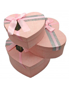 Set de 3 cajas corazón de regalo con lazo, 3 tamaños distintos, cajas decorativas con tapa, presentación para navidad, cumpleaño