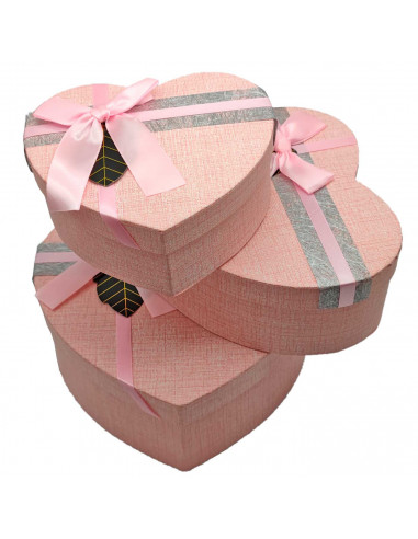 Set de 3 cajas corazón de regalo con lazo, 3 tamaños distintos, cajas decorativas con tapa, presentación para navidad, cumpleaño