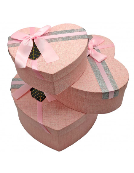 Set de 3 cajas corazón de regalo con lazo, 3 tamaños distintos, cajas decorativas con tapa, presentación para navidad, cumpleaño Set de 3 cajas corazón de regalo con lazo, 3 tamaños distintos, cajas decorativas con tapa, presentación para navidad, cumpleaño