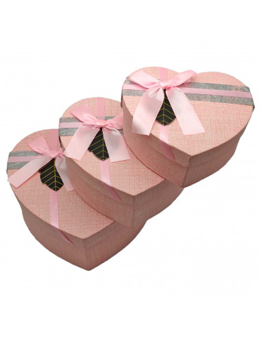 Set de 3 cajas corazón de regalo con lazo, 3 tamaños distintos, cajas decorativas con tapa, presentación para navidad, cumpleaño