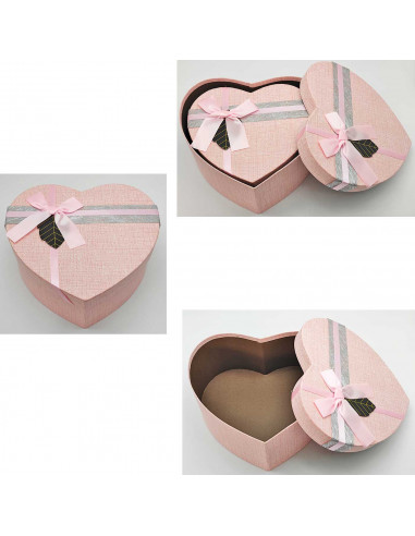 Set de 3 cajas corazón de regalo con lazo, 3 tamaños distintos, cajas decorativas con tapa, presentación para navidad, cumpleaño
