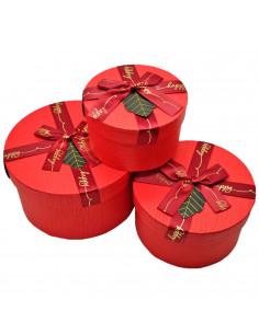 Set de 3 cajas de regalo redondas con lazo, 3 tamaños distintos, cajas decorativas con tapa, presentación para navidad, cumpleañ