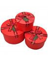 Set de 3 cajas de regalo redondas con lazo, 3 tamaños distintos, cajas decorativas con tapa, presentación para navidad, cumpleañ