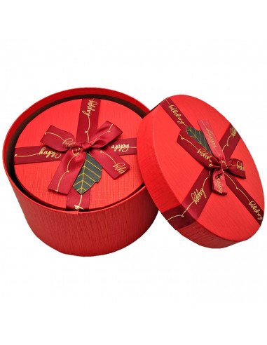 Set de 3 cajas de regalo redondas con lazo, 3 tamaños distintos, cajas decorativas con tapa, presentación para navidad, cumpleañ