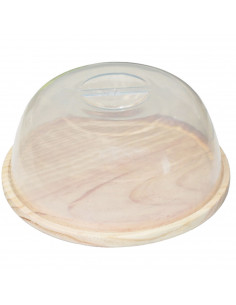 Artema - Quesera redonda con tapa de metacrilato y base de madera 17,6 x 8,3 cm. Recipiente para conservar queso o embutidos
