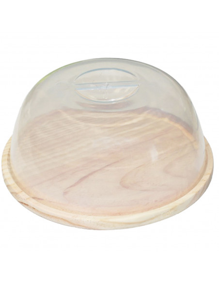 Artema - Quesera redonda con tapa de metacrilato y base de madera 17,6 x 8,3 cm. Recipiente para conservar queso o embutidos