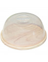 Artema - Quesera redonda con tapa de metacrilato y base de madera 17,6 x 8,3 cm. Recipiente para conservar queso o embutidos
