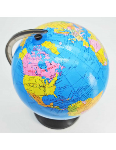 Globo terráqueo giratorio de plástico, mapa mundi político educativo, decoración de escritorio, aprendizaje, diversión, diámetro