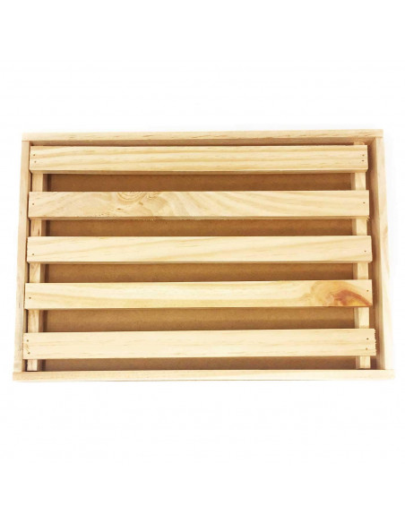Tradineur - Tabla para cortar pan de madera 2.5 x 32 x 22 cm con bandeja recogemigas y rejilla extraíble, modelo aleatorio