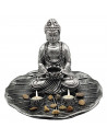 Figura de buda sentado meditando con base de hoja y velas, resina, estatua de buda decorativa, meditación, decoración zen del ho