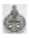 Figura de buda sentado meditando con base de hoja y velas, resina, estatua de buda decorativa, meditación, decoración zen del ho