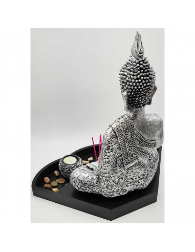 Figura de buda Dhyana meditando con altar y velas, resina, estatua de buda decorativa, meditación, decoración zen del hogar, 40