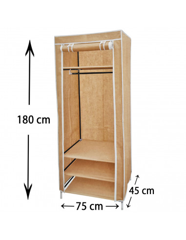 Armario de tela desmontable con baldas y barra, ropero plegable, guardarropa, perchero organizador para dormitorio, 180 x 75 x 4