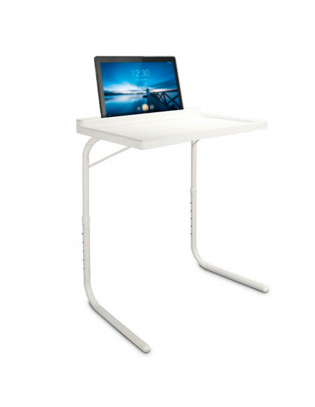 Tradineur - Mesa auxiliar plegable ajustable con ranura para tablets, regulable en altura e inclinación. Multifuncional, ideal p