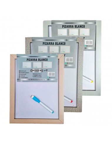 Tradineur - Pizarra Blanca de con rotulador - Marco de Madera MDF - Fácil de borrar y colocar - ideal para colegios, tiendas, ho