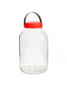 Tarro de cristal con tapa y asa flexible, frasco, bote cilíndrico, garrafa, botella multiusos, encurtidos, salazones, pastas, 5