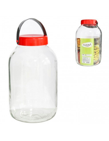 Tarro de cristal con tapa y asa flexible, frasco, bote cilíndrico, garrafa, botella multiusos, encurtidos, salazones, pastas, 5