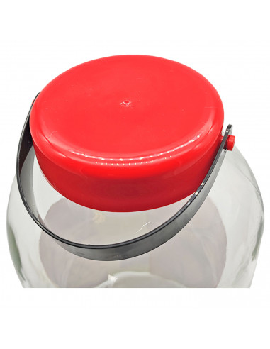 Tarro de cristal con tapa y asa flexible, frasco, bote cilíndrico, garrafa, botella multiusos, encurtidos, salazones, pastas, 5