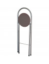 Taburete metálico plegable con asiento de madera, respaldo tubular, reposapiés, banqueta, silla, interior, cocina, hogar, color