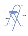 Taburete metálico plegable con asiento de madera, respaldo tubular, reposapiés, banqueta, silla, interior, cocina, hogar, color