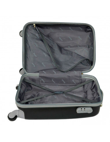 Tradineur - Maleta de viaje rígida 4 ruedas de abs, trolley, dura y ligera, cerradura de combinación numérica, estudiantes (Negr