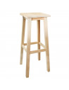 Tradineur - Taburete cuadrado alto de madera natural sin tratar, banqueta de barra de bar con reposapiés, cocina, estable y robu