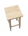 Tradineur - Taburete cuadrado alto de madera natural sin tratar, banqueta de barra de bar con reposapiés, cocina, estable y robu