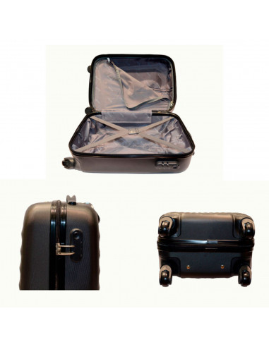 Tradineur - Maleta de viaje rígida, diseño de rombos, 4 ruedas de abs, trolley, dura y ligera, cerradura de combinación numérica