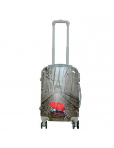 Tradineur - Maleta de viaje rígida, diseño París, 4 ruedas de abs, trolley, dura y ligera, cerradura de combinación numérica, 52