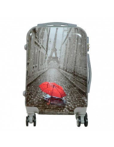 Tradineur - Maleta de viaje rígida, diseño París, 4 ruedas de abs, trolley, dura y ligera, cerradura de combinación numérica, 52