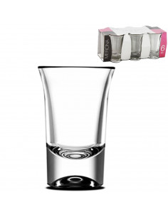 Juego de 6 vasos de chupito de cristal  4 cl, modelo merona, estables, aptos para lavavajillas