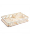 Tradineur - Escurreplatos Venecia de plástico rectangular, bandeja antigoteo, escurridor, soporte, organizador vajilla, cocina,