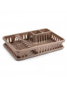 Tradineur - Escurreplatos Venecia de plástico rectangular, bandeja antigoteo, escurridor, soporte, organizador vajilla, cocina,