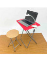 Taburete plegable multiusos con asiento de madera y estructura metálica, banqueta con reposapiés, cocina, salón, camping, 45 x 3