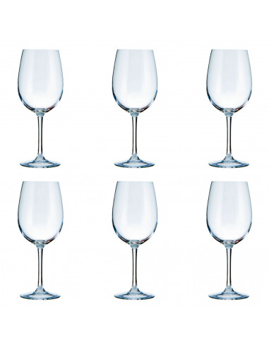 Tradineur - Set de 6 copas de vino, cristal liso, modelo La Cave, diseño clásico, sofisticado y elegante, aptas para lavavajilla