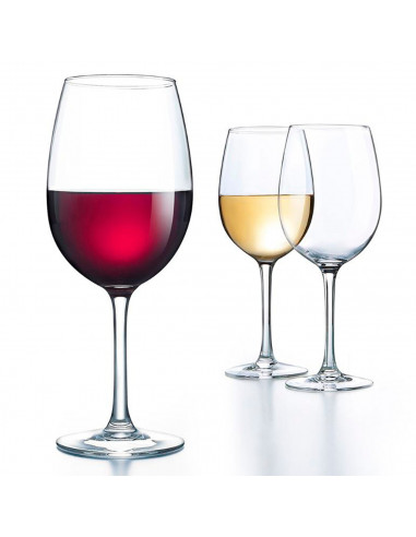 Tradineur - Set de 6 copas de vino, cristal liso, modelo La Cave, diseño clásico, sofisticado y elegante, aptas para lavavajilla
