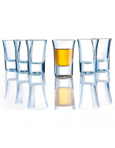 Luminarc - Set de 6 vasos de chupito de cristal, modelo spirit bar, base gruesa, aptos para lavavajillas, servir licores, celebr