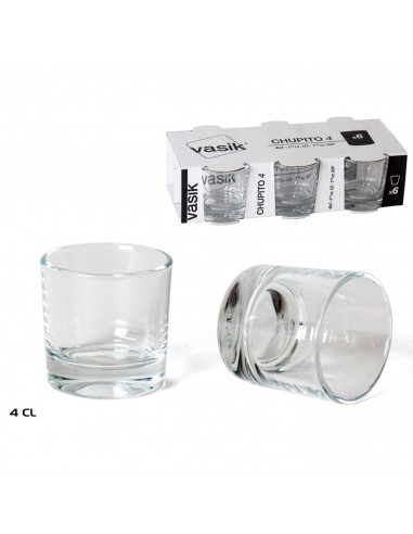 Set de 6 vasos de chupito de cristal, modelo vasik, base gruesa, aptos para lavavajillas, servir licores, celebraciones, fiestas