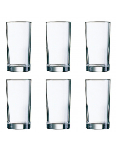 Arcoroc - Set de 6 vasos de cristal templado, modelo Princesa, extra-resistentes, base gruesa, servir licores, bebidas, fiestas